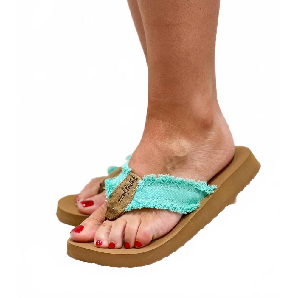 NEW GYPSY JAZZ women's bexley flip-flop in aqua